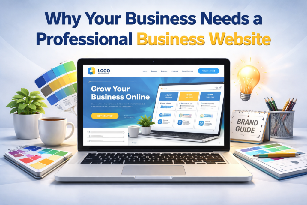 professional business website design showing modern layout branding elements and online growth