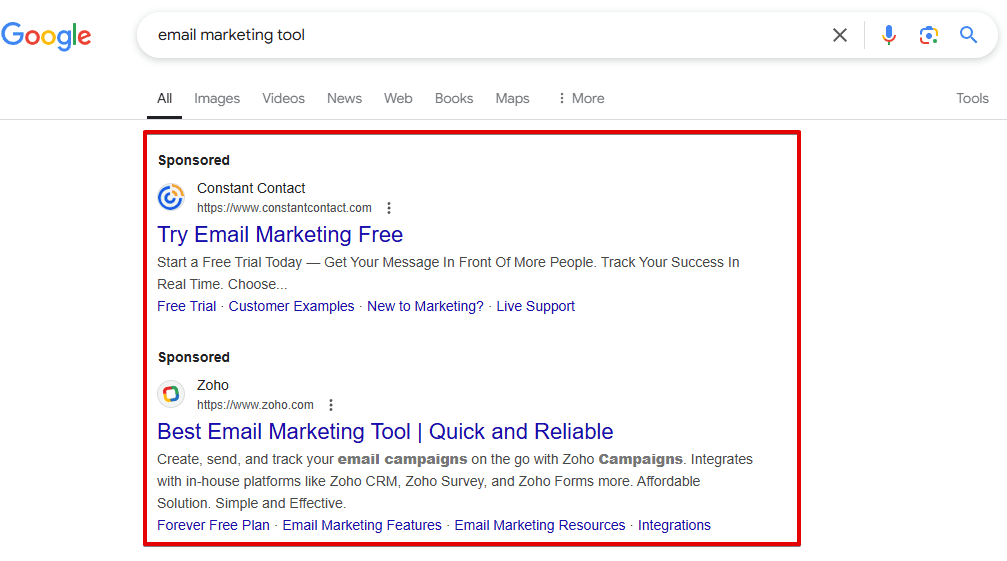 SEO vs Paid Ads search results
